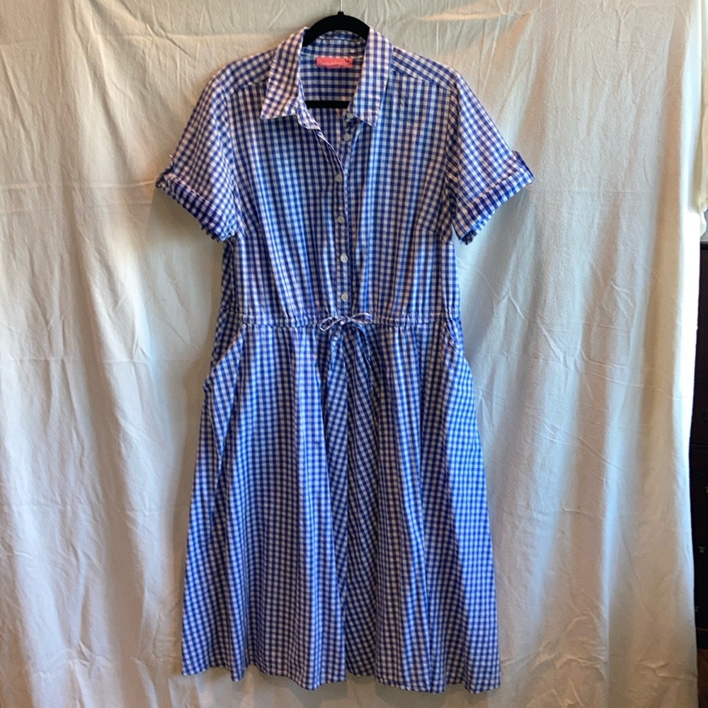 Cute Blue & White Gingham Check Dress by Woman Within Sz 18W